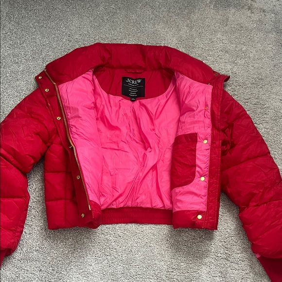 J. Crew Red and Pink Puffer Jacket - Picture 3 of 3